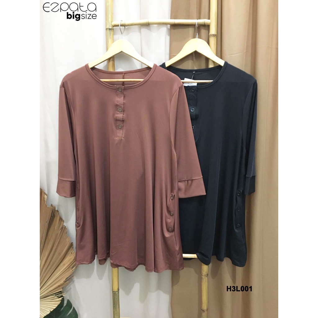 Ezpata Atasan Blouse Wanita Jersey Adem dan Melar Jumbo BigSize XXXL BB 70-100kg LD 110-140cm Polos Casual Korean Style Kekinian Murah