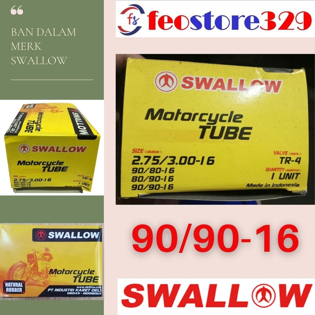 Ban Dalam Swallow 275/300-16 80/90 90/90 90/80 -16 Velg Ring 16 Ban Dalam Belakang Motor Matic for Y