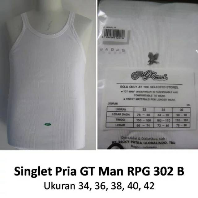 Kaos Dalam Singlet GTman gtman Salur Putih Model Classic 302B / kaosdalam pria / bisa cod /