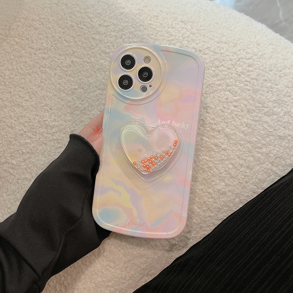 Soft Case Silikon Motif Matahari Terbenam Dengan Holder Hati Untuk Iphone 11 12 13 PRO MAX