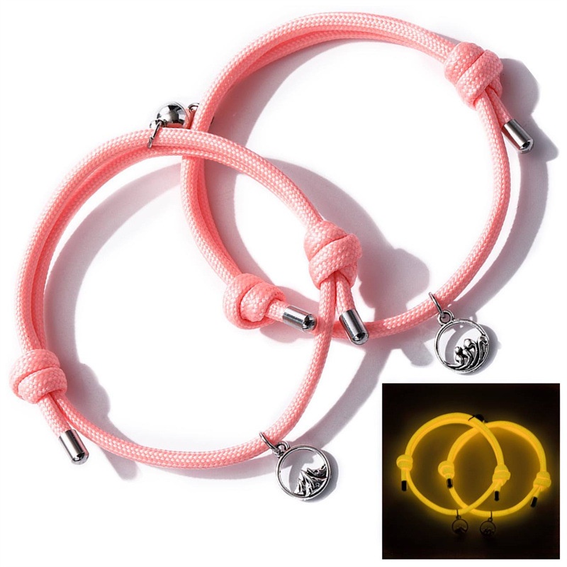 2pcs Gelang Magnetik Luminous Adjustable Untuk Pasangan