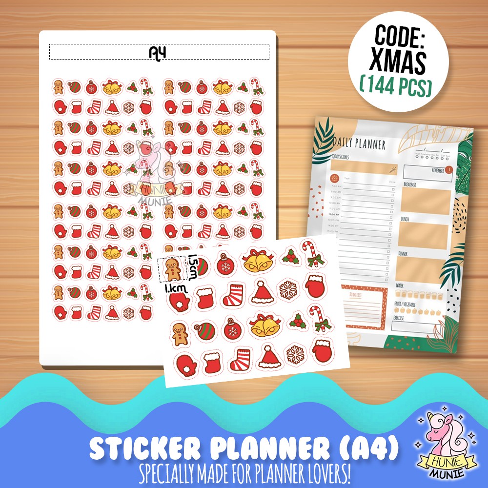 

Sticker Deco Planner - Christmas Xmas X-mas Ornaments (144pcs) Stiker Hunie Munie