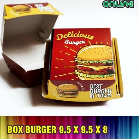 

➣ Kotak Burger 9.5x9.5x8 isi 50 pcs / Dus Burger / Box Burger / Kemasan Burger /Packaging Burger ♦