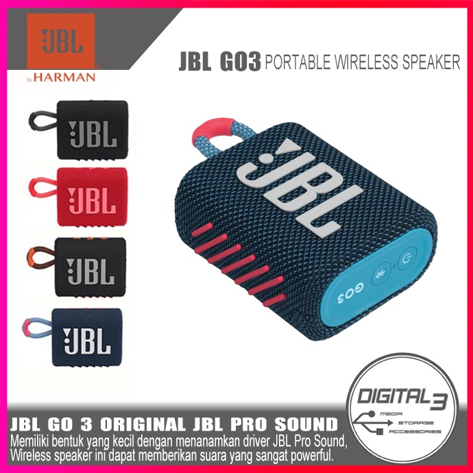 Promosi JBL GO 3 Speaker Portable Bluetooth 100% ORIGINAL Garansi toko satu tahun (biru merah muda) 