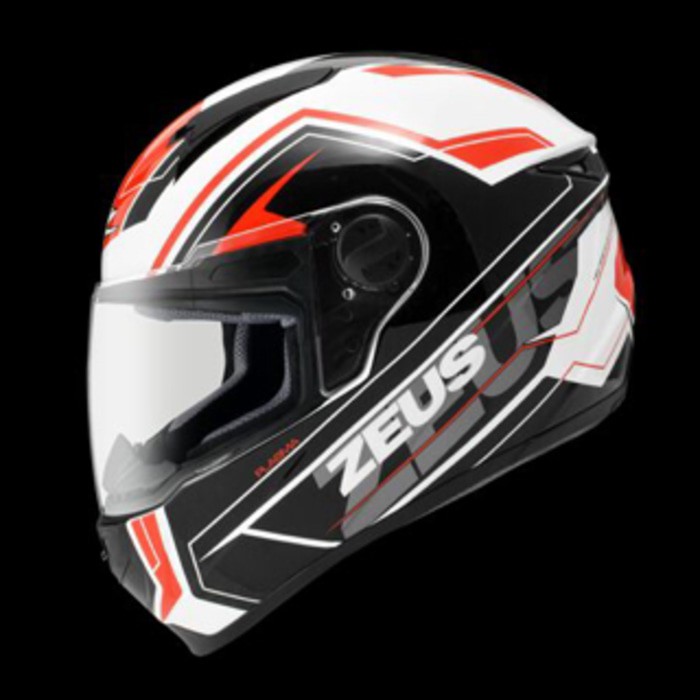 ZEUS 811 PLASMA BLACK WHITE RED HITAM PUTIH MERAH HELM FULLFACE IMPORT