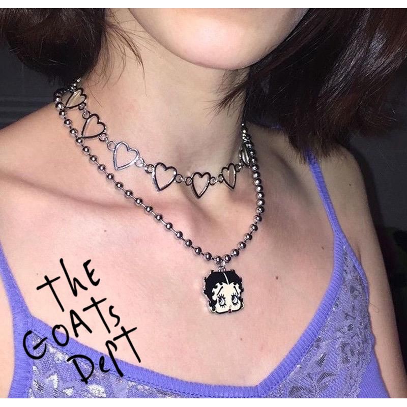 The Goats Dept - Betty Bob Metal Beads Chain Necklace / tgd146 kalung manik biji besar besi style sk