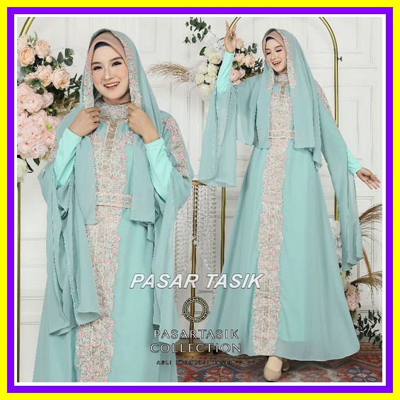 Gamis Pesta Mewah Original Payet Diamond Silver Blink Mewah Anggun S M L Xl Xxl 3Xl Ld 85 - 120 Kaft
