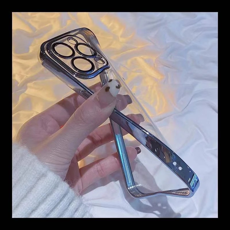 Soft Case Silikon TPU Transparan Frame Kotak Cover iPhone 13 Pro Max 12 11 Pro Max X XS XR 7 8 Plus SE