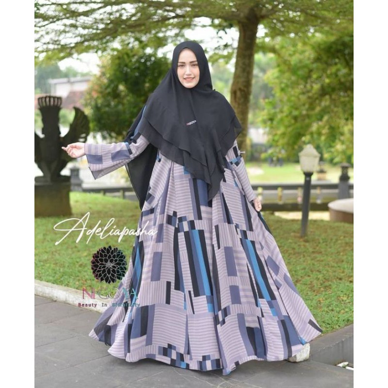 Nigoya Syari Namira Set Adelia Pasha - Gamis Motif Pesta Haji Umroh Swarovski Ceruty