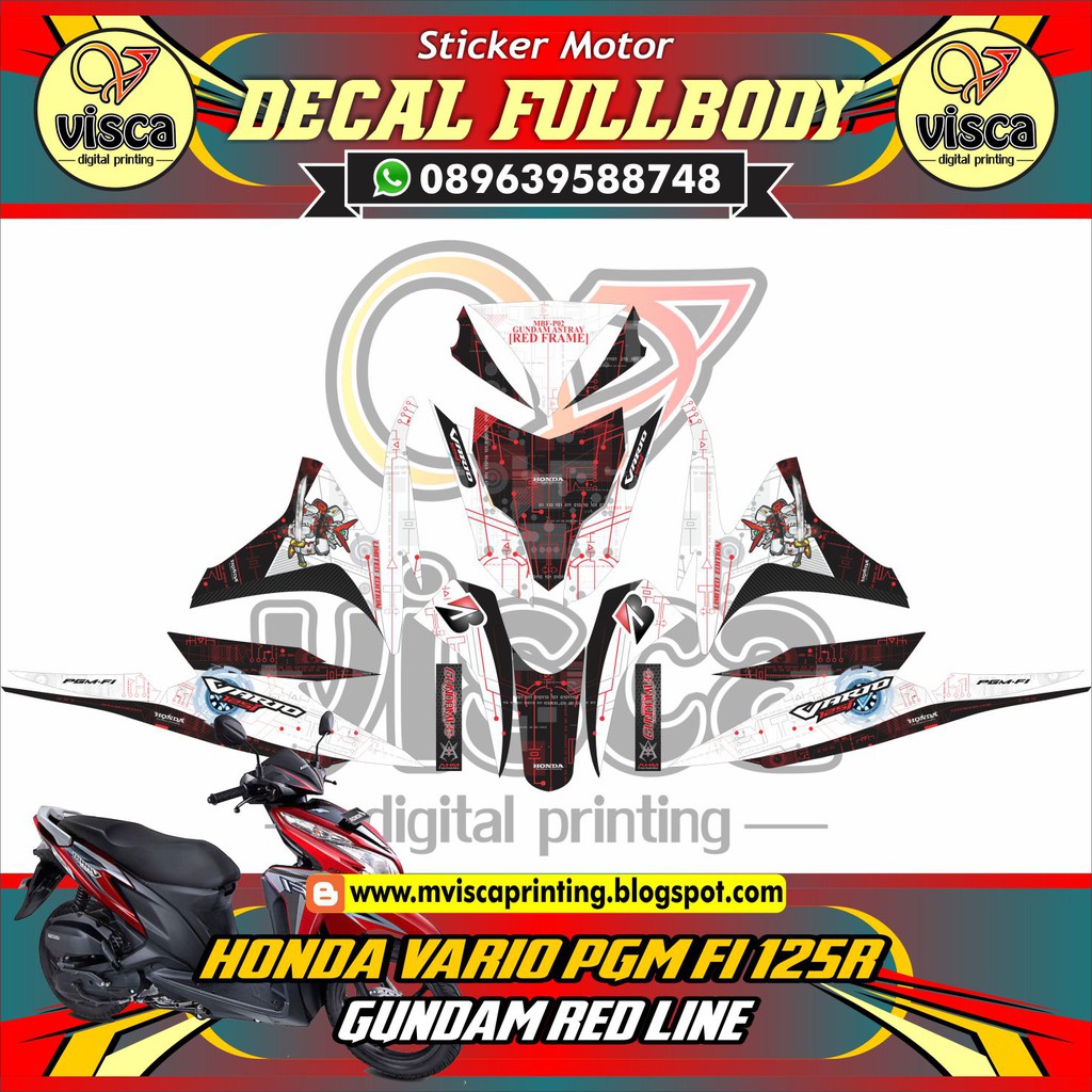 DECAL STIKER MOTOR VARIO PGM FI 125R GUNDAM RED LINE