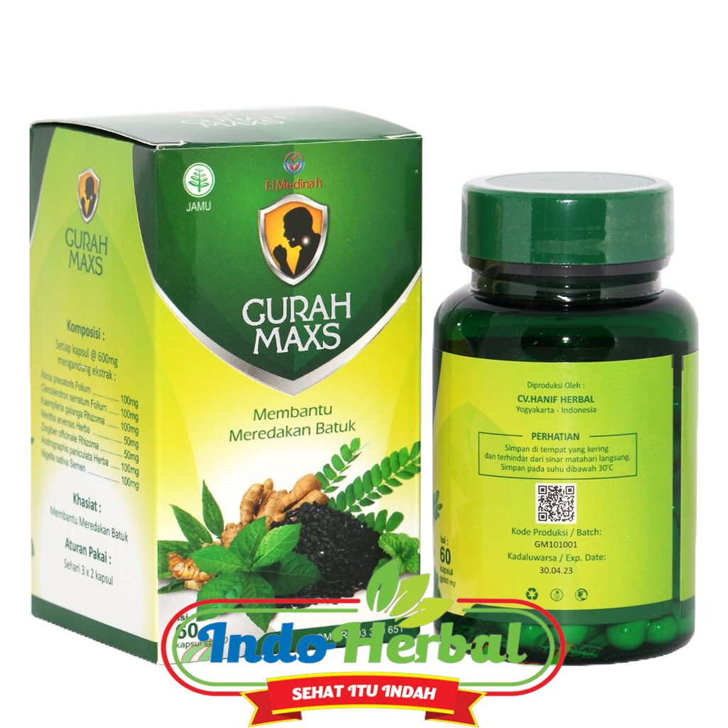 Kapsul Gurah MAXS El Medinah | Herbal Merdakan Batuk isi 60 kapsul