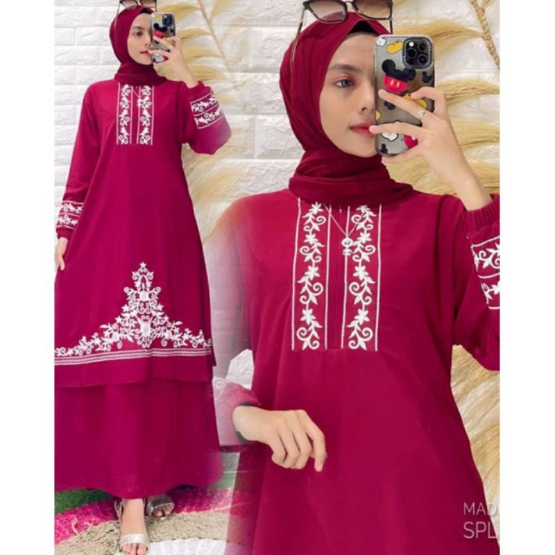 Hadir Kembali Gamis Melayu Bordir Putih Elegan Mewah Ceruty Babydoll