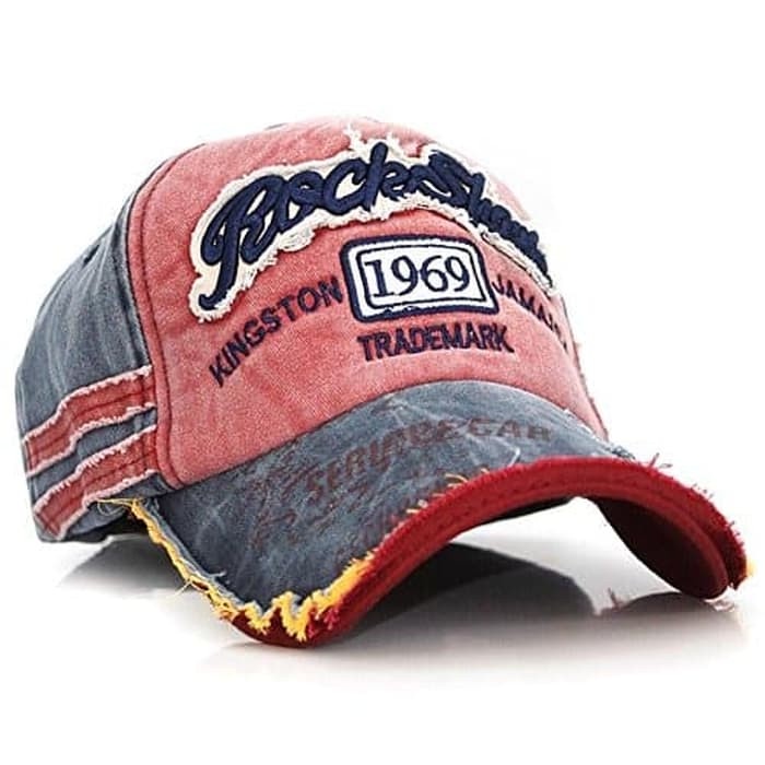 Topi Baseball punk sobek gaul pria wanita cewek cowok Import ORIGINAL - Merah(G6J5) Baseball Sport K