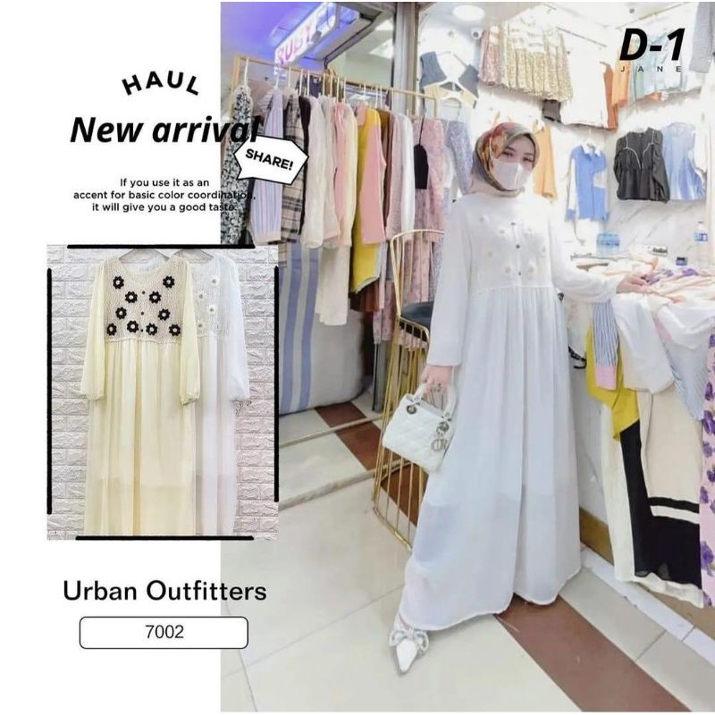Gamis Putih Sifon Chiffon Daisy dress