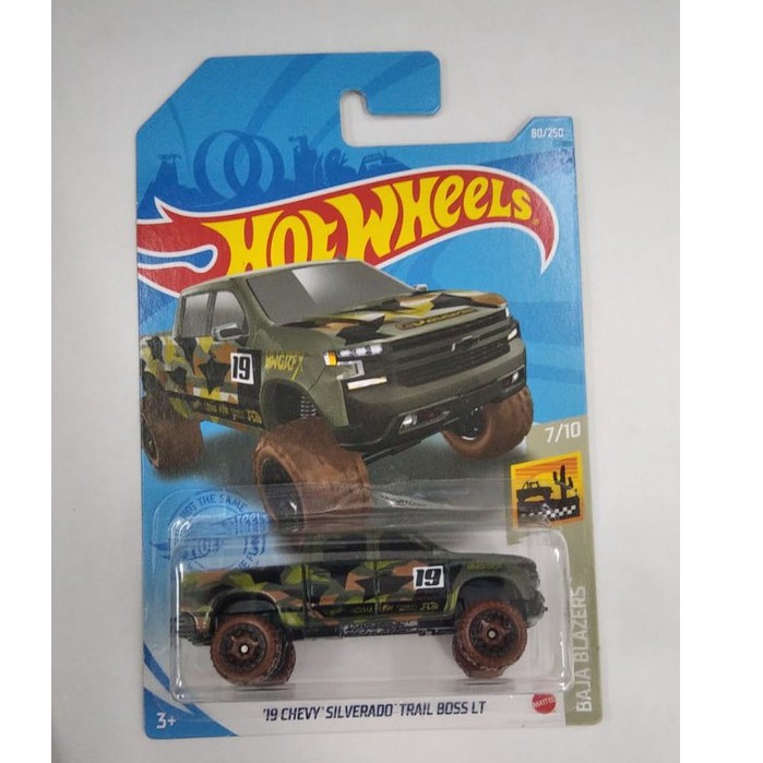 Diecast Hot Wheels 19 CHEVY SILVERADO TRAIL BOSS LT Hijau Army HW Hotwheels Pickup Mobil Mainan Anak