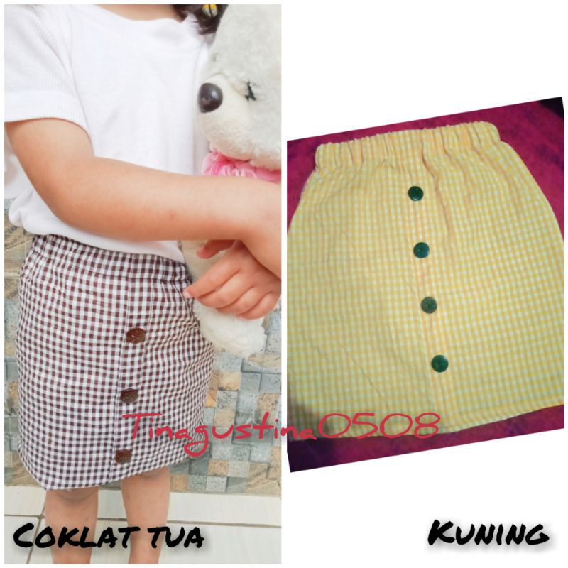 rok YAya pendek/motif kotak kotak anak 1-8 tahun