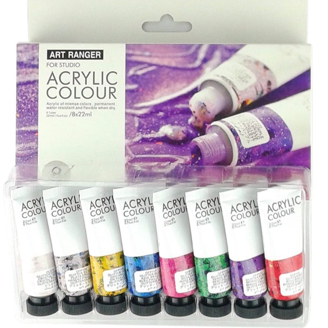 

Art Rangers For Studio Acrylic Colour Set 8 Warna GLITTER (22 ml)