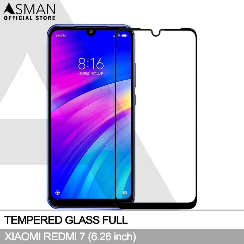 Tempered Glass Full Xiaomi Redmi 7 (6.26&quot;) | Anti Gores Kaca - Hitam