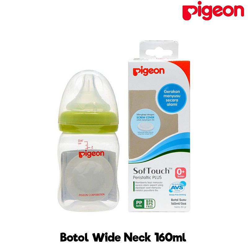 Pigeon Botol Wide Neck Soft Touch Peristaltic Plus 160ml BONUS SCREW COVER