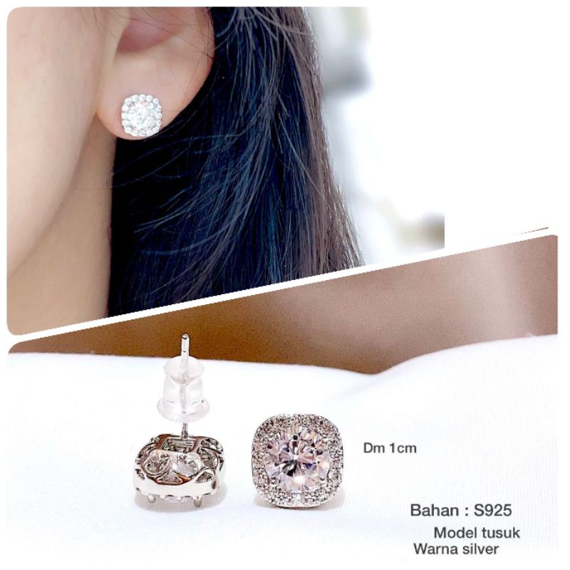 Anting Silver925 Perak mata kilau anting silver Anti Karat anti alergi anting premium berlian kilap 028