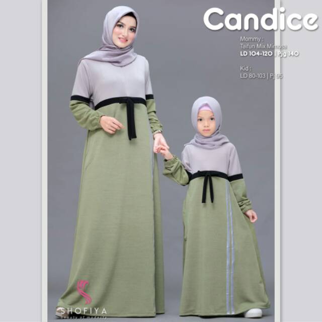 Baju gamis couple ibu dan anak branded Candice ori by Shofiya