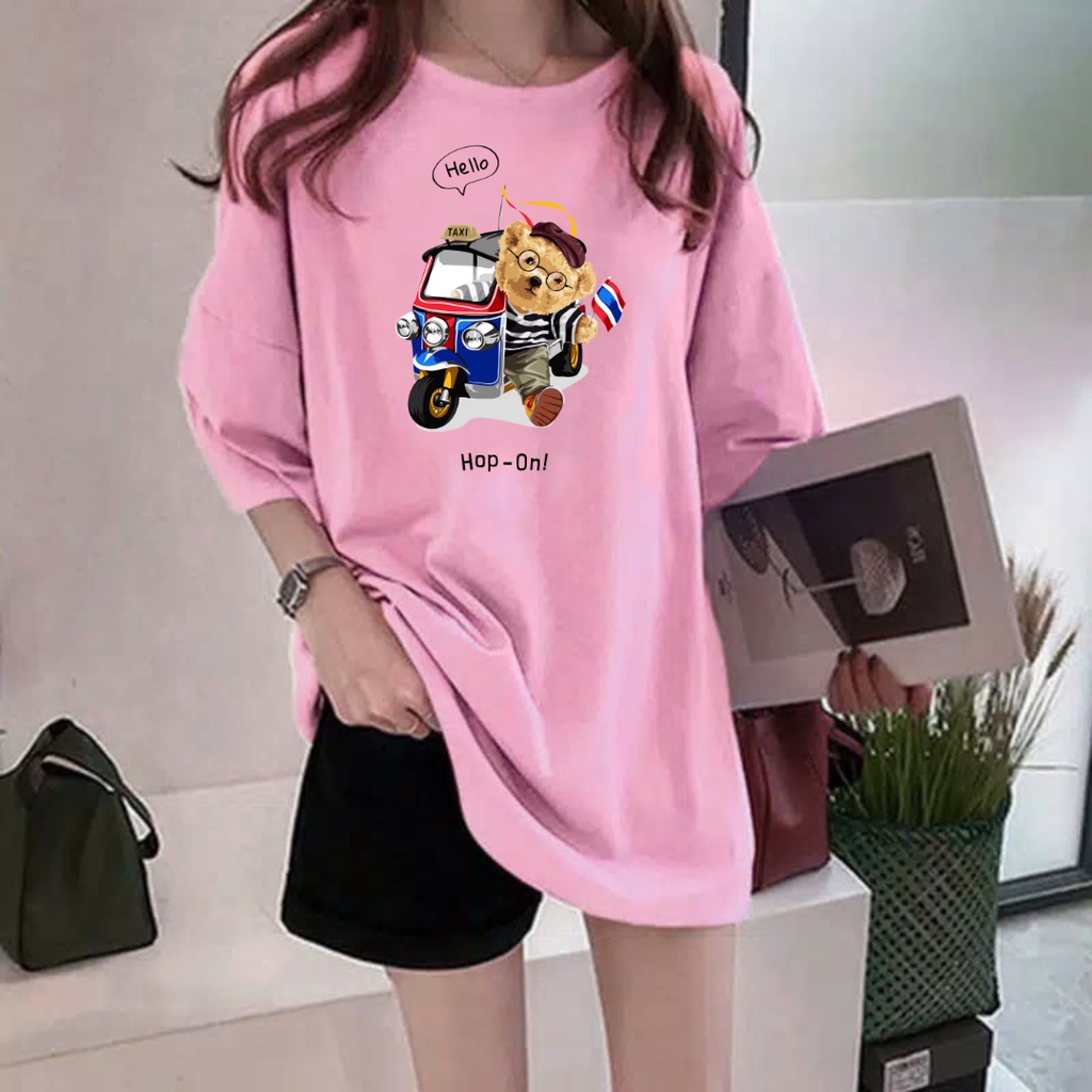 Kaos Wanita Oversize TEDDY TAXI Jumbo SIze XXL LD 120