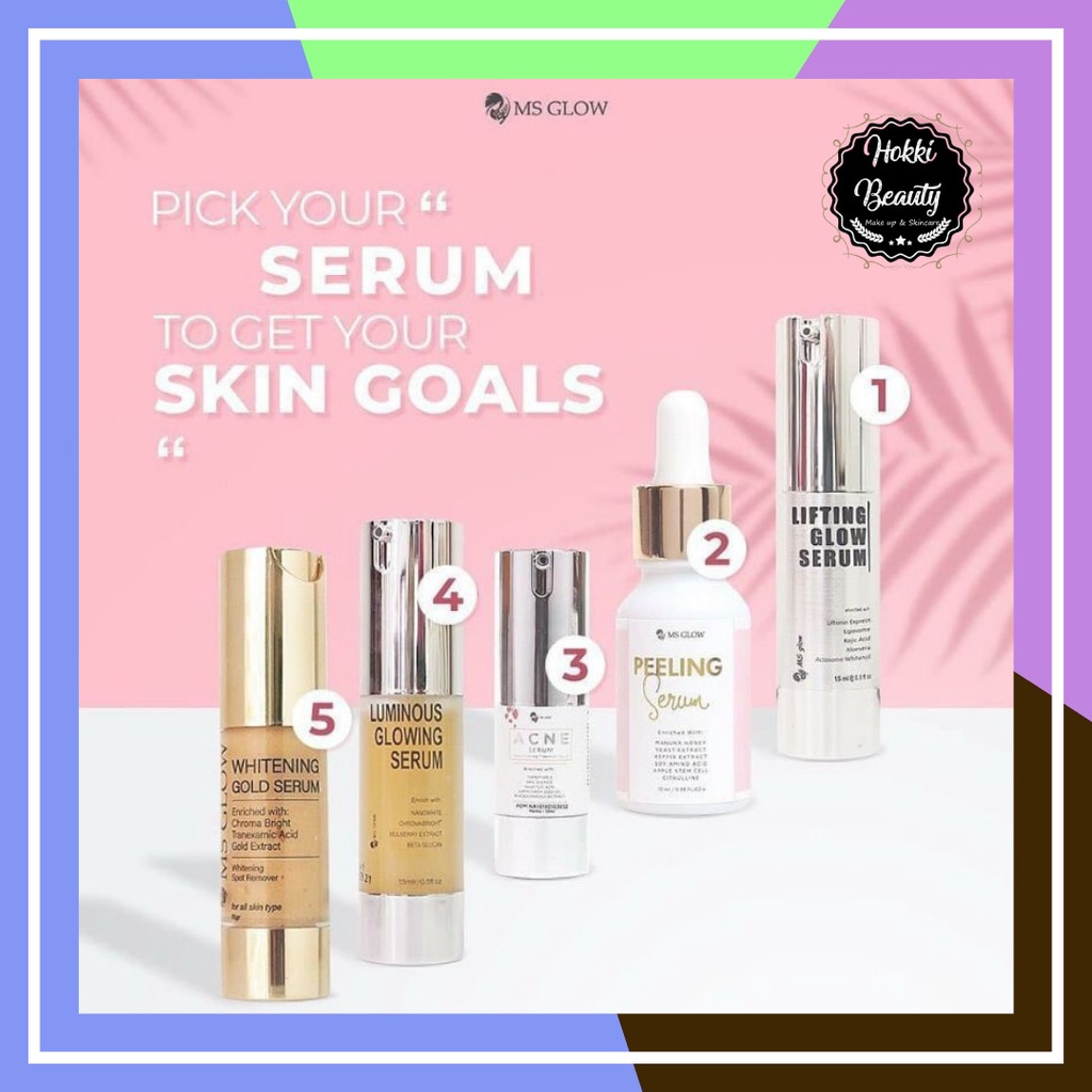 Serum Wajah Ms Glow Whitening Gold Serum / Acne Serum / Lifting Serum / Luminous Serum / Peeling Serum