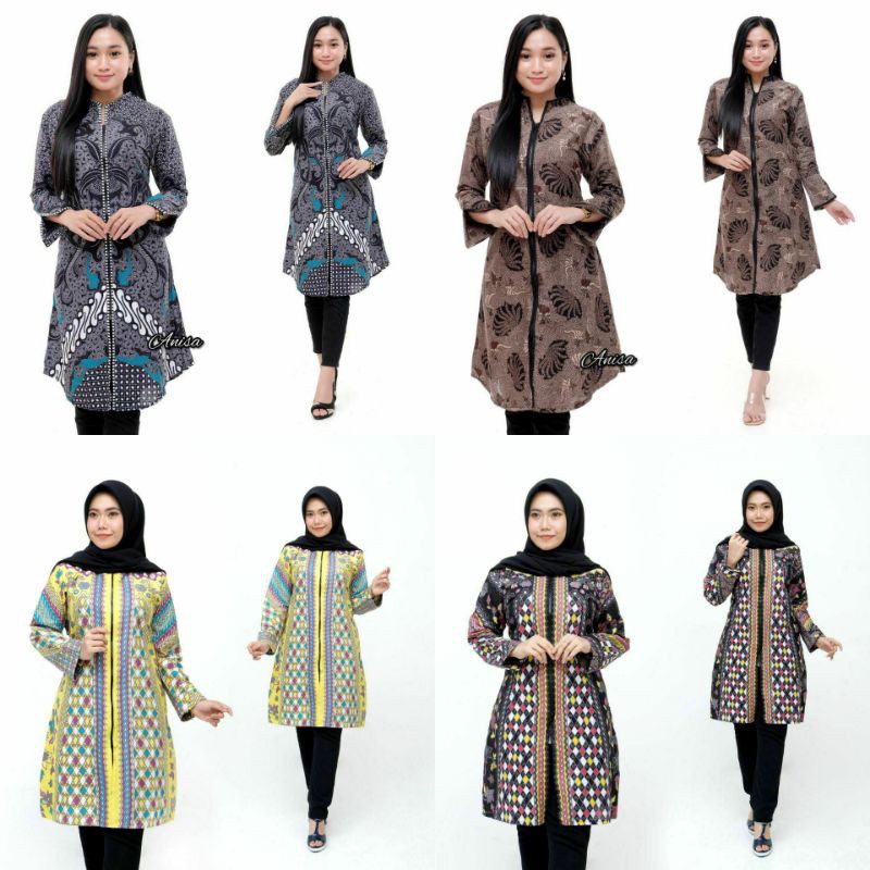 TUNIK ZIPPER/RESLETING DEPAN / TUNIK BATIK / TUNIK BATIK KANTORAN
