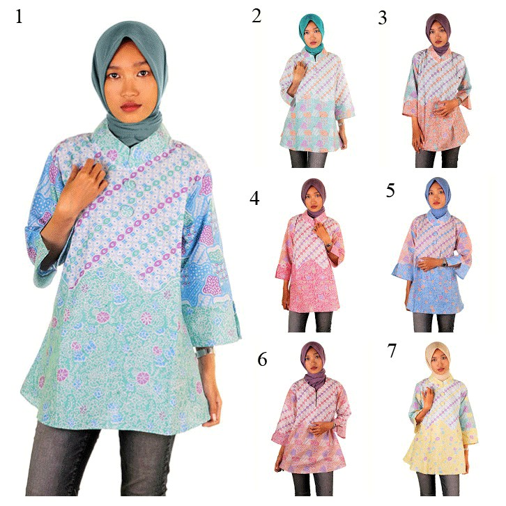 Blouse Muslim Batik I Baju Muslim Batik Wanita I Blouse Kerja Batik Fadya