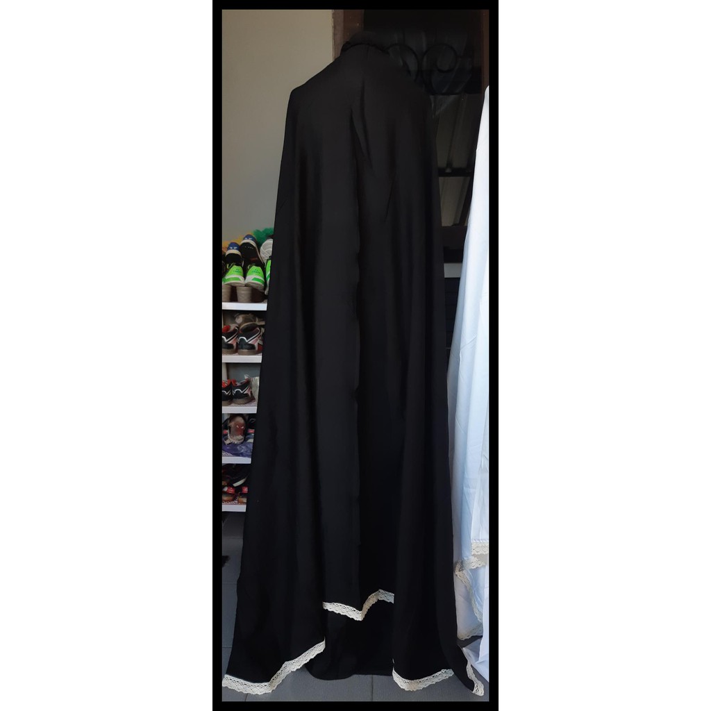 100%TERLARIS MUKENA BALI POLOS RENDA SIZE SUPER JUMBO - HITAM 100%TERLARIS