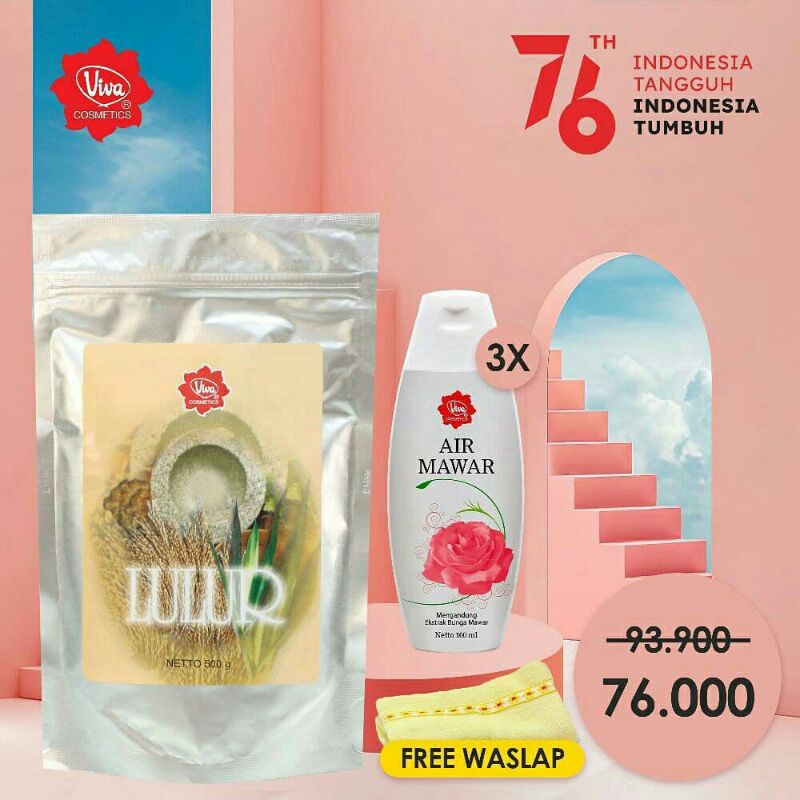 Paket Lulur 500 Gram Air Mawar 100 Ml Viva