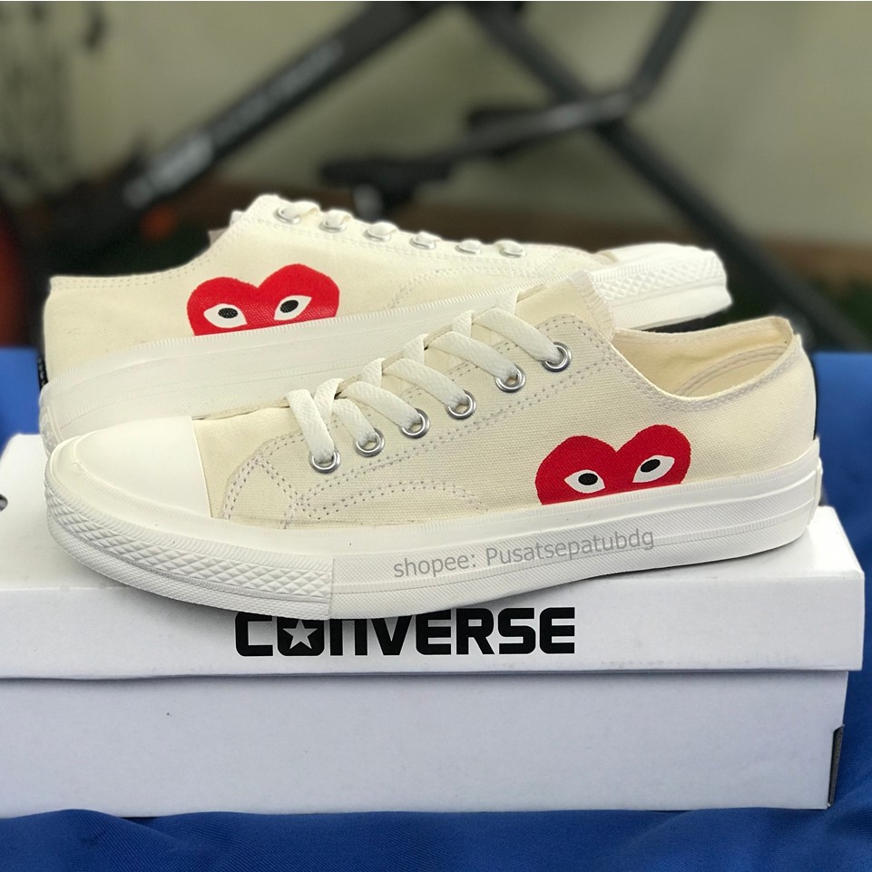 [BAYAR DITEMPAT] CONVERSE X CDG PLAY HIGH LOW BLACK WHITE