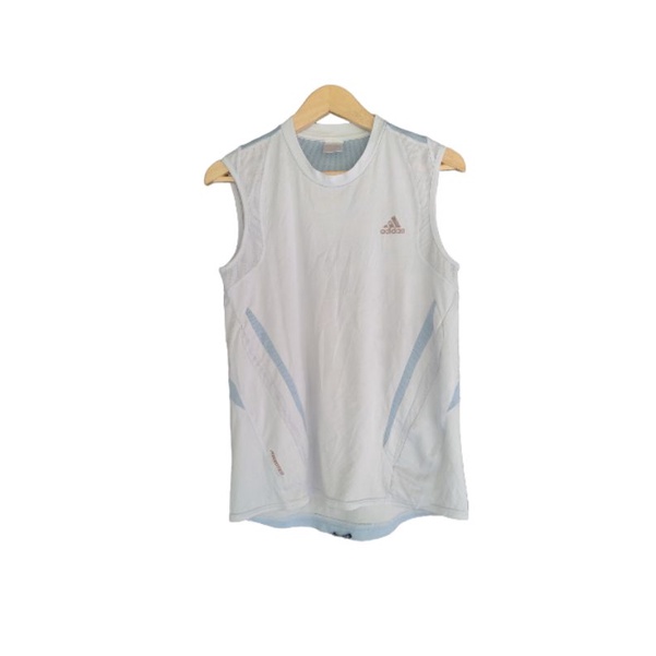kaos tanpa lengan adidas putih