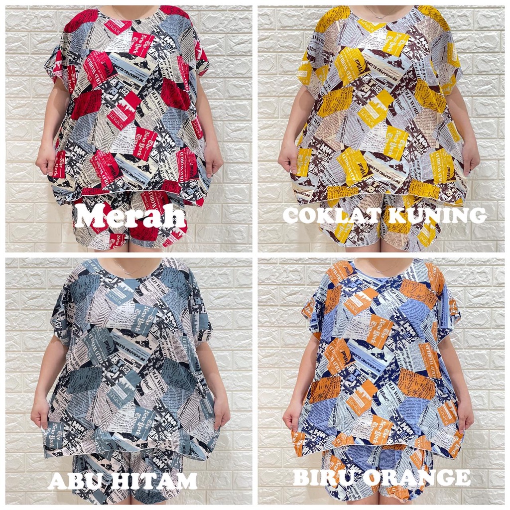 SETELAN BAJU TIDUR JUMBO RAYON MOTIF FIT TO XXXL MAX.85KG REAL PICT