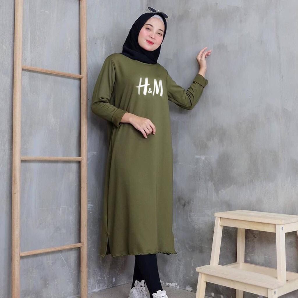 Long Tunik Hanna Motif Bordir COD-Kaos Wanita model Hijab