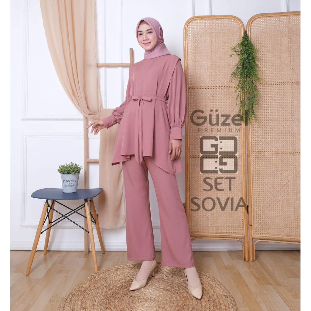 AF. SET SOVIA SETELAN SOVIA SETELAN WANITA MUSLIM STELAN WANITA BAJU KERJA OUT FIT WANITA