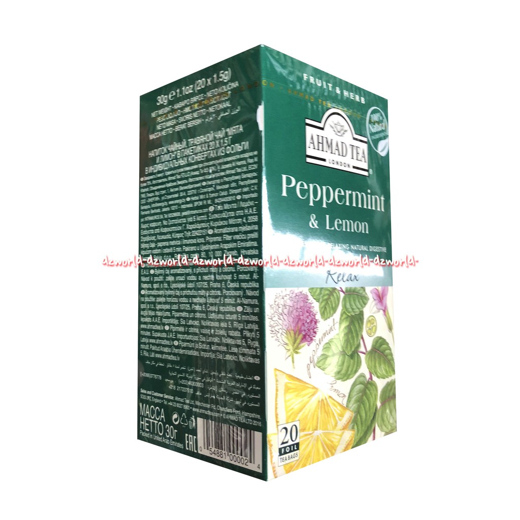 Ahmad Tea Peppermint Lemon 20pcs Relax Teh Daun Mint Jeruk Ahmadtea Fruit &amp; Herb Rasa Pepper Mint