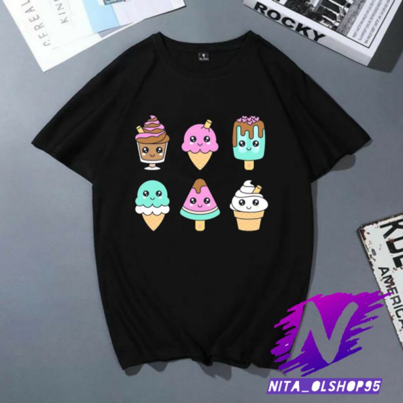 kaos ice cream baju kaos anak ice cream animasi kartun