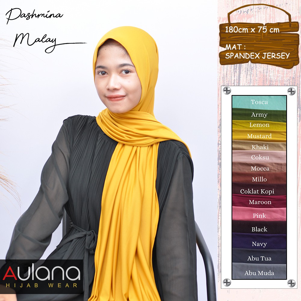 Jilbab Pashmina Malay Jersey Premium Hijab PASMINA PASHMINA MALAY MALAYSIA JERSEY Premium Ori Aulana Grosir Murah-2