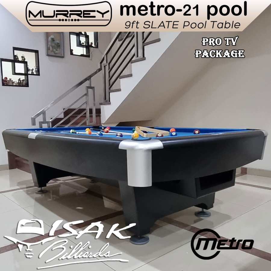 Murrey Metro-21 PRO TV 9 ft Slate Pool Table Meja Billiard Biliar Asli