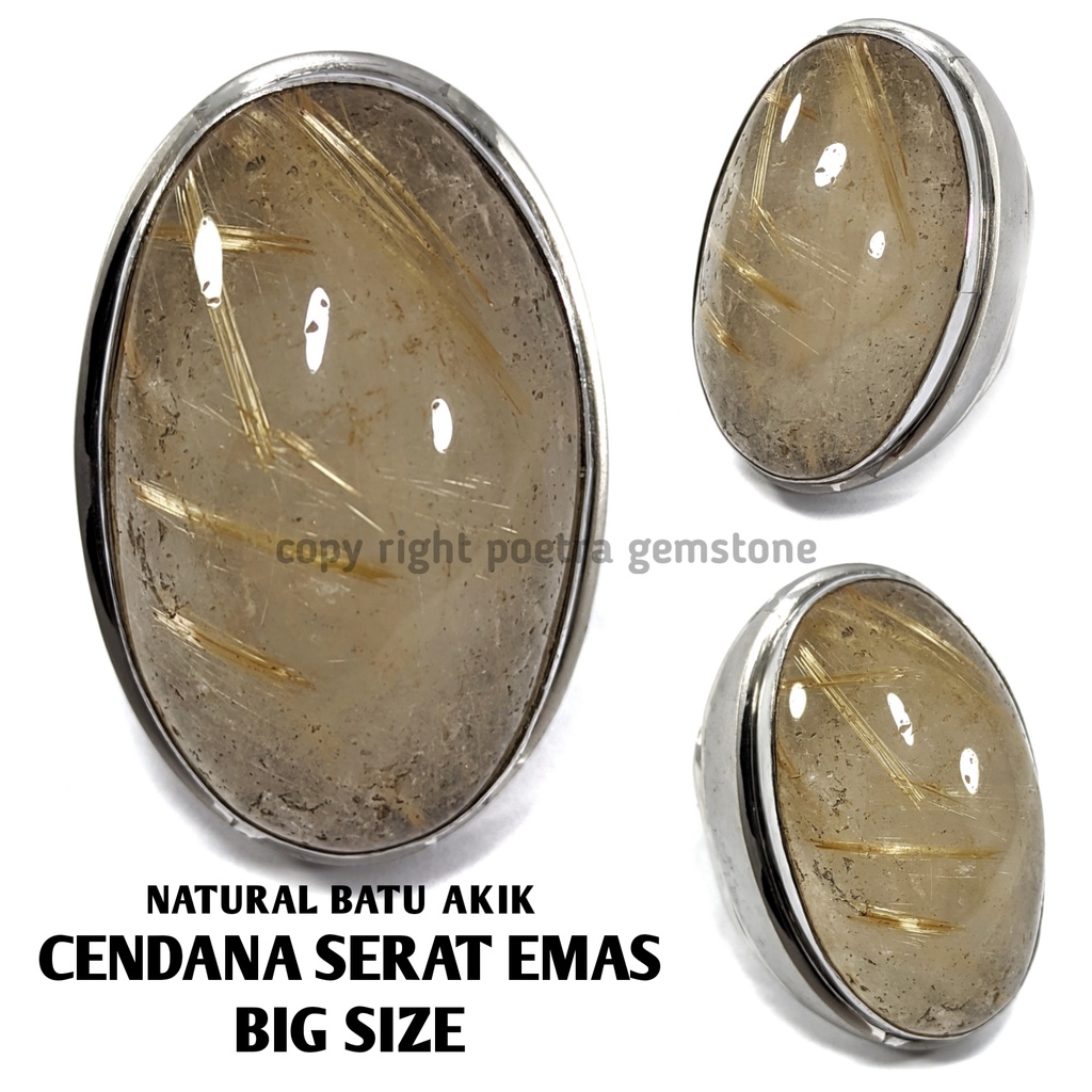 Natural Batu Akik Cendana Serat Emas Big Size CE05