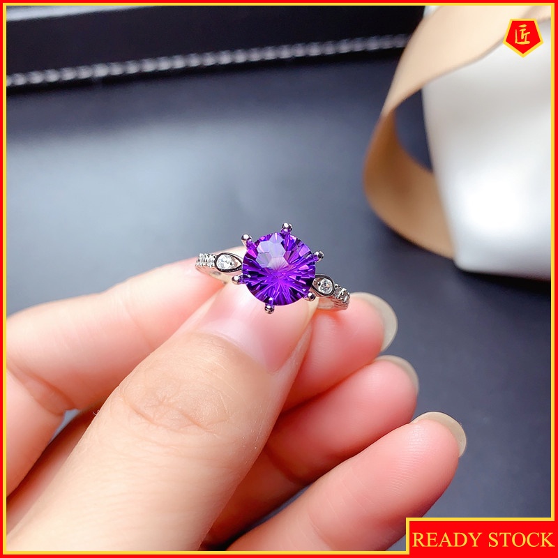 [Ready Stock]Pt950 Amethyst Moissanite Ring