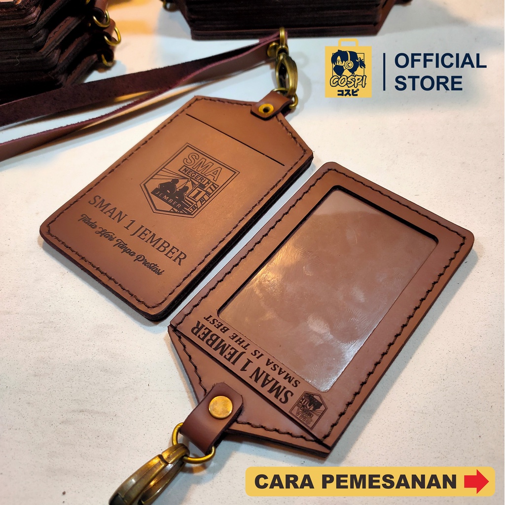 

Leather ID Card Holder - 2 Slot Card - ID Card Holder Kulit - Customized