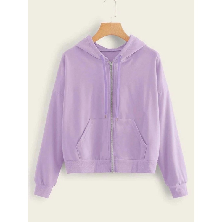 JAKET ZIPPER CROP DAN SWEATER POLOS UNGU LILAC OVERSIZE PRIA WANITA ALL SIZE M,L,XL,XXL,3XL,4XL,5XL,