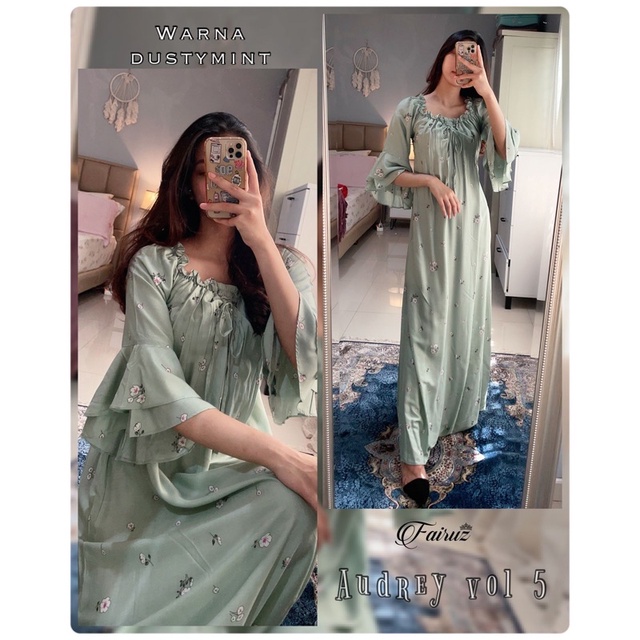 Daster arab FAIRUZ AUDREY Homedress Rayon Homewear Original Label-FAY: IJO MINT VOL.5