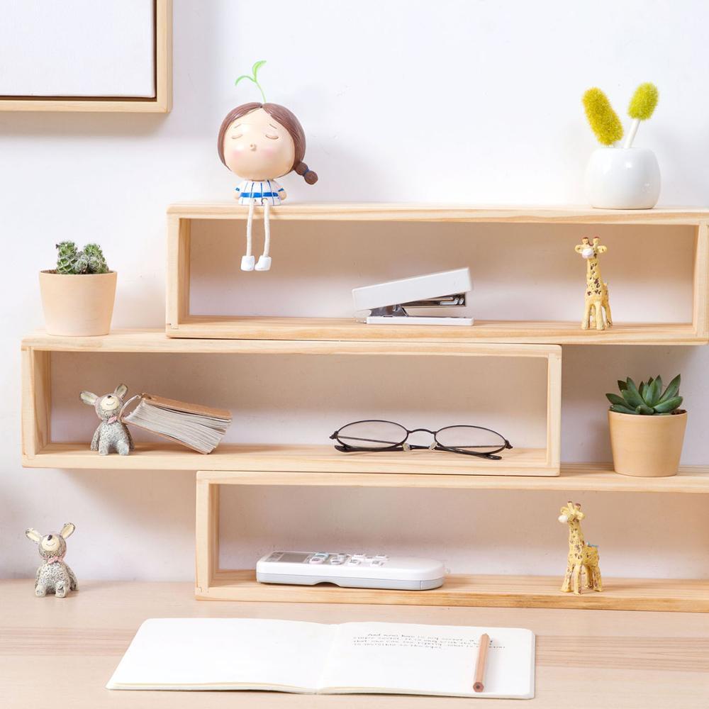 Table Display Wood Shelf Desktop Storage | Rak Organizer Susun serbaguna