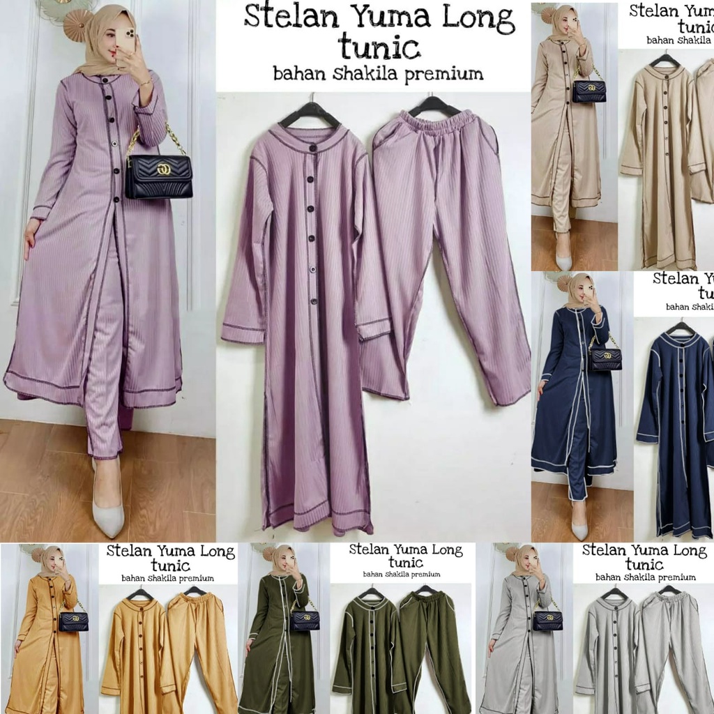SET YUMA LONGTUNIK / STELAN WANITA MUSLIM / STELAN WANITA MURAH / SETELAN MUSLIM WANITA / WANSET PAK