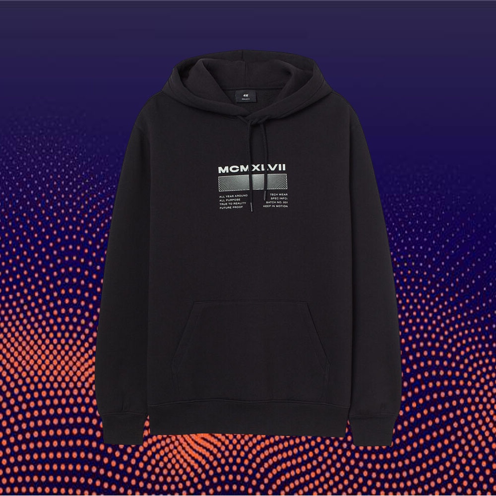 Hoodie Jaket MCMXLVII Hitam Dewasa Couple Pria Wanita Desain Oversize Dari H&M +  Free Paper Bag