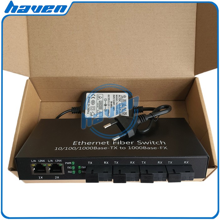 Switch Fiber Optik Ethernet Fiber Switch Gigabit 4 FO 2 LAN / Media Converter Gigabit 4 FO 2 LAN