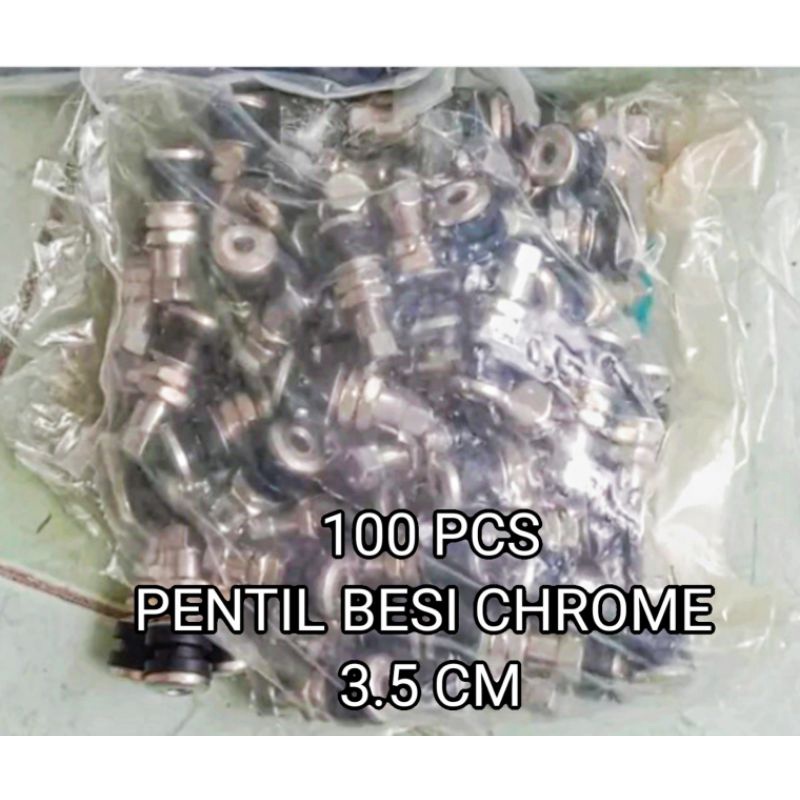 PENTIL BESI CHROME PENDEK 3.5 CM (100 PCS) UNTUK BAN TUBLES